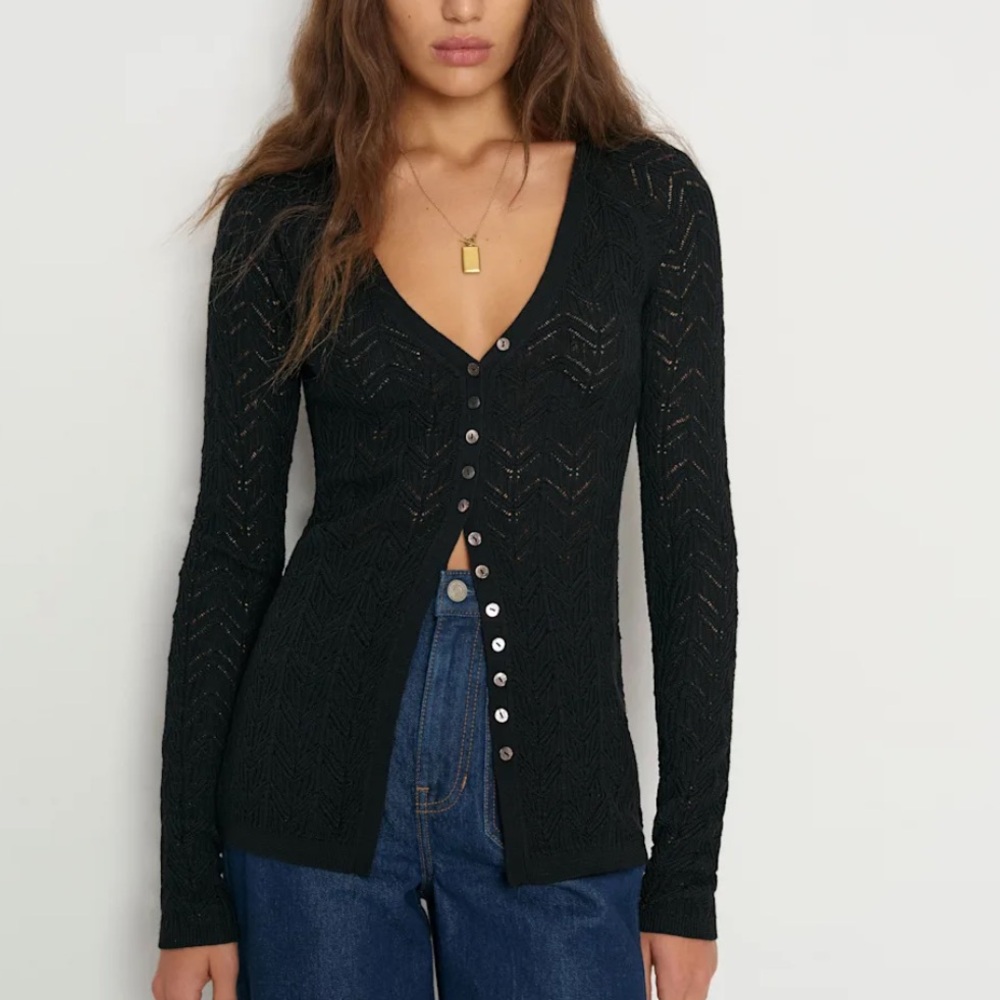 Reformation Regenerative Merino Open Knit Sweater NWT